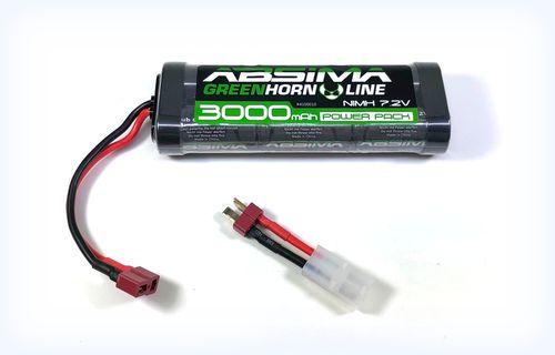 Greenhorn NiMH Stick Pack 7.2V 3000 (T-Plug + Tamiya Adapter)